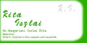 rita iszlai business card